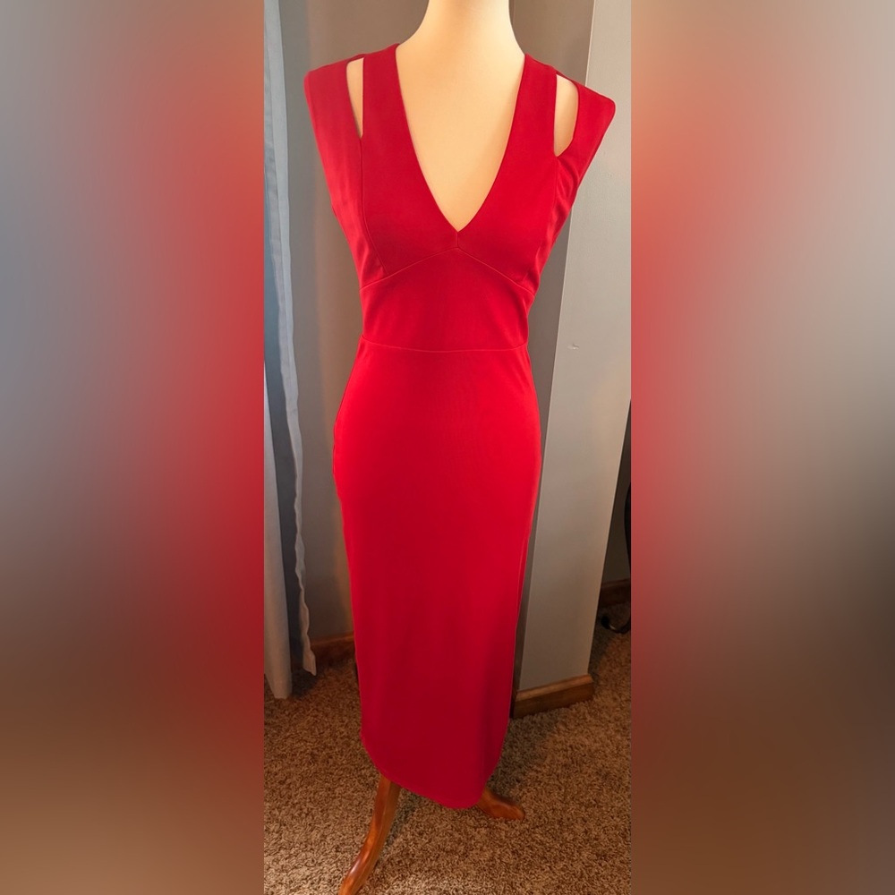 ABS Collection womans size 6 red midi dress
